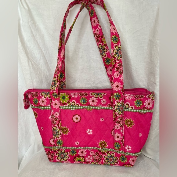 Insulated Tote in Bright Spring Colors. Charming Pink & Green Floral Design NWOT - Picture 5 of 11